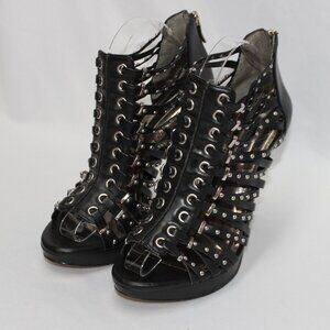 BCBGeneration Maxwell Vachetta Studded Black Heel Sandals